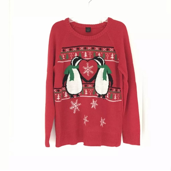 LOL Vintage Christmas Holiday Sweater Penguins - Picture 2 of 5